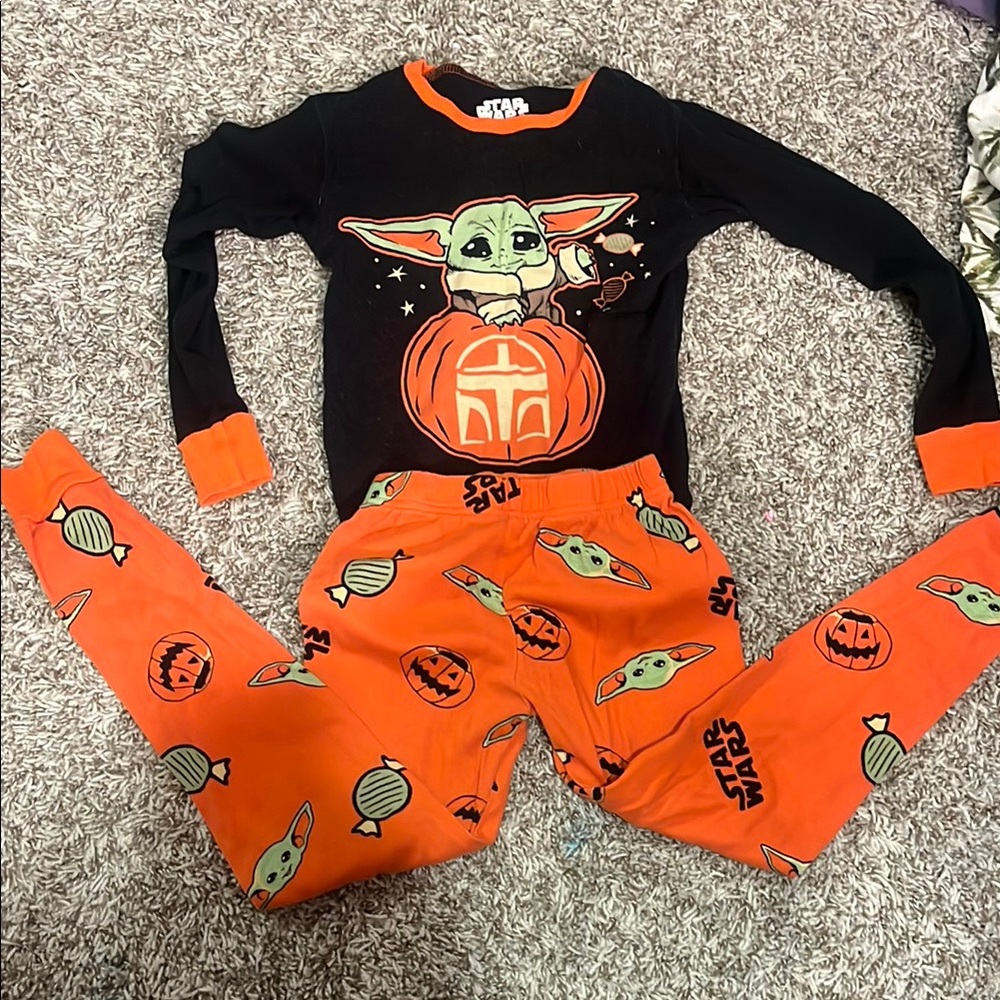 Star Wars Black and Orange Baby Yoda Pajama Set